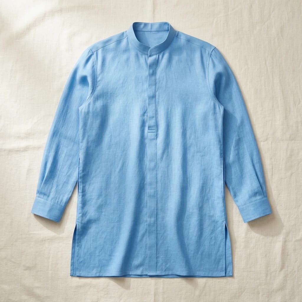 Celestial Blue Festive Pure Linen Kurta — se7en® Festive Kurta