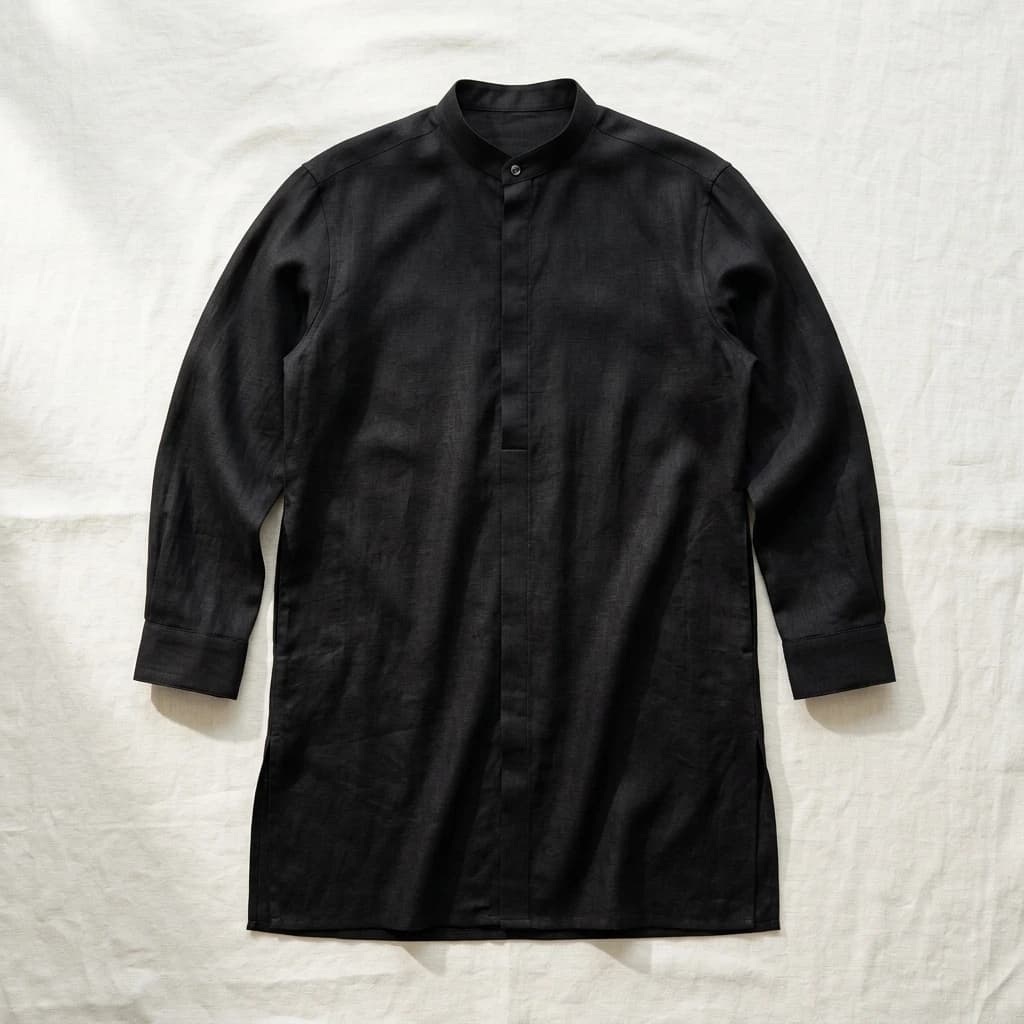 Onyx Black Festive Pure Linen Kurta — se7en® Festive Kurta