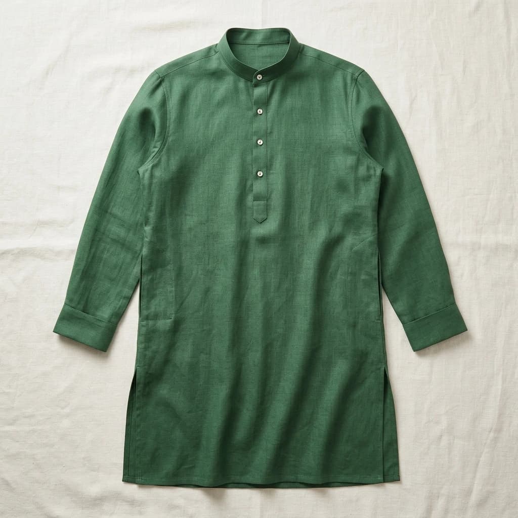 Royal Sage Green Festive Pure Linen Kurta — se7en® Festive Kurta